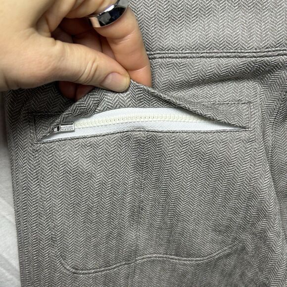 Athleta Delancey Herringbone Tight Legging Moto Gray Zip Back Pockets Size small - Picture 3 of 8